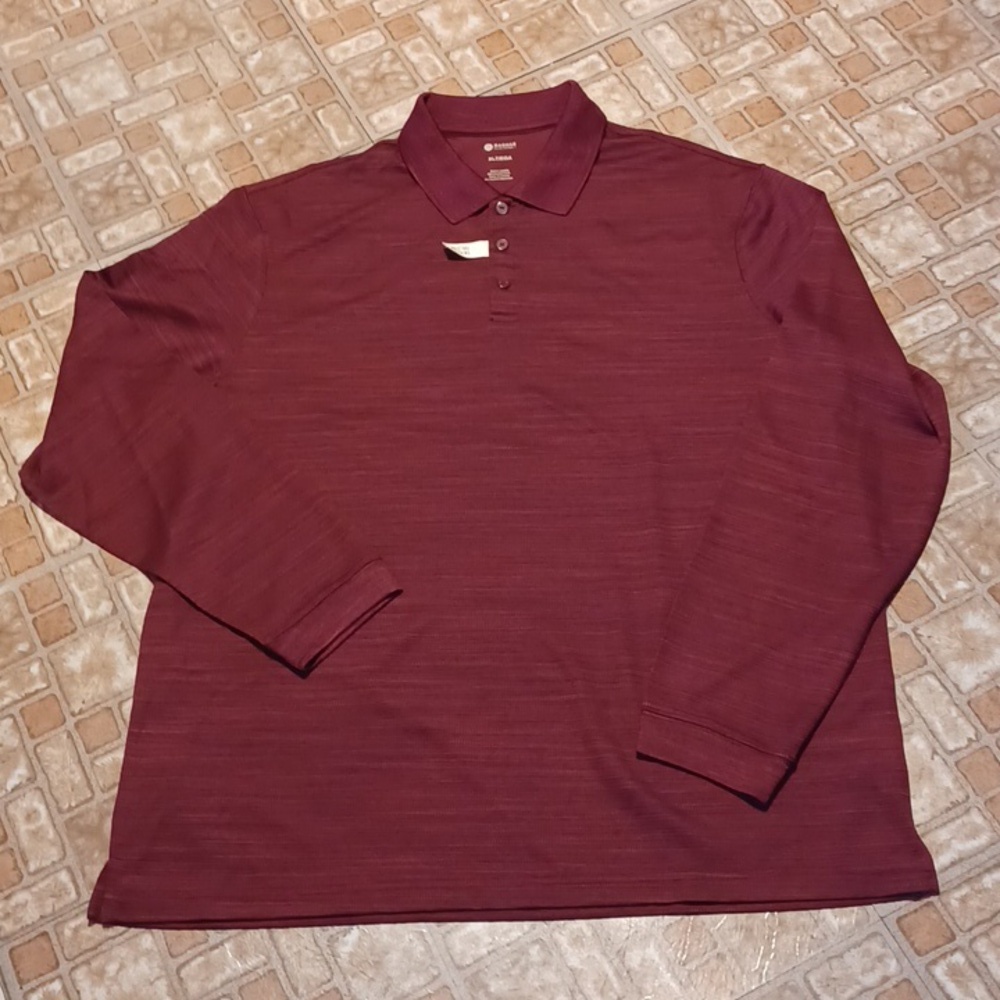 Haggar Long Sleeve Polo Mens Xlarge   Tall Burgundy Color